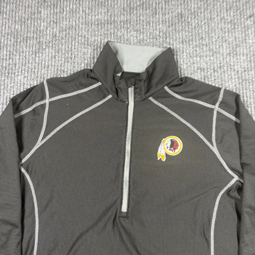 Antigua Pullover Men's L Washington Redskins NFL Quarter Zip Gray Striped